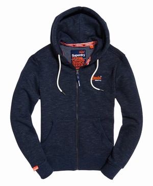 Superdry Orange Label Classic Cipzár Férfi Kapucnis Pulóver Sötétkék | NATRQ9083